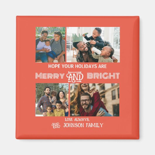 Modern trendy Merry and Bright Family Foto Magneet (Voorkant)