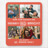 Modern trendy Merry and Bright Family Foto Muismat (Voorkant)