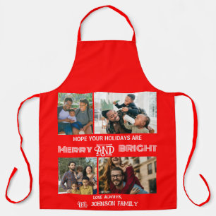 Modern trendy Merry and Bright Family Foto Schort