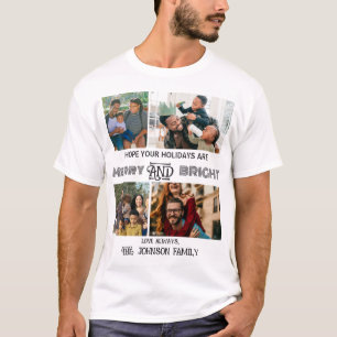 Modern trendy Merry and Bright Family Foto T-shirt