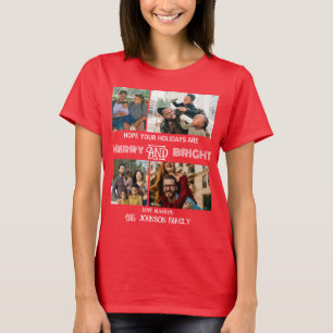 Modern trendy Merry and Bright Family Foto T-shirt