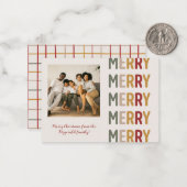 Modern Trendy Merry Christmas One Photo Notitiekaartje (Voorkant / Achterkant in situ)