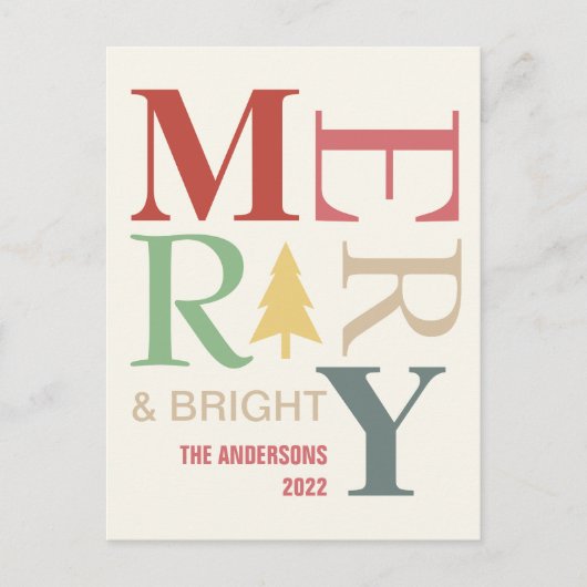 Modern Trendy Merry en helder minimalistisch kleur Briefkaart (Voorkant)