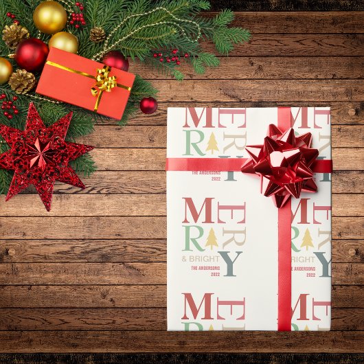 Modern Trendy Merry en helder minimalistisch kleur Cadeaupapier