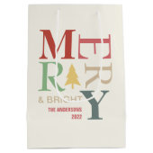 Modern Trendy Merry en helder minimalistisch kleur Medium Cadeauzakje (Achterkant)