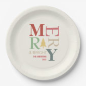 Modern Trendy Merry en helder minimalistisch kleur Papieren Bordje (Voorkant)