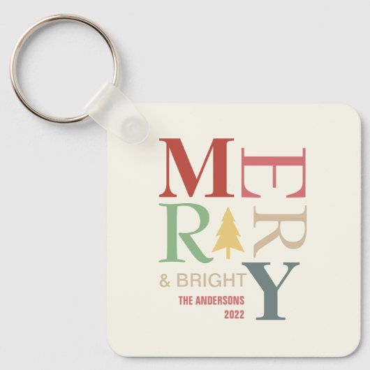 Modern Trendy Merry en helder minimalistisch kleur Sleutelhanger (Voorkant)