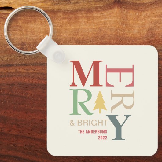 Modern Trendy Merry en helder minimalistisch kleur Sleutelhanger (Voorkant)