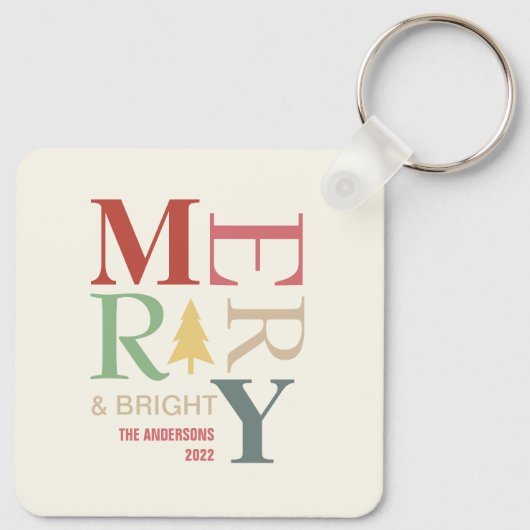 Modern Trendy Merry en helder minimalistisch kleur Sleutelhanger (Achterkant)