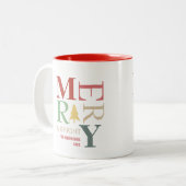 Modern Trendy Merry en helder minimalistisch kleur Tweekleurige Koffiemok (Voorkant links)