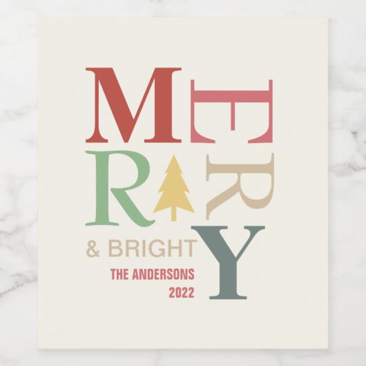 Modern Trendy Merry en helder minimalistisch kleur Wijn Etiket (Enkel label)