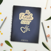 Modern Trendy Mijn Verse Start Navy Blauw en Beige Notitieboek