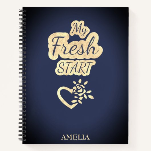 Modern Trendy Mijn Verse Start Navy Blauw en Beige Notitieboek (Voorkant)