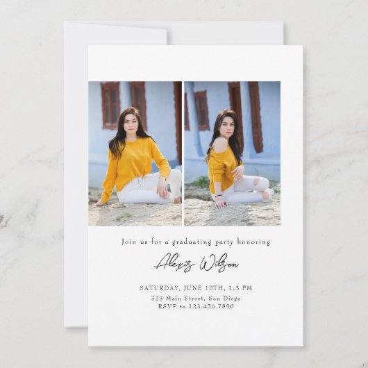 Modern Trendy Minimalist 3 foto Afstuderen Kaart (Achterkant)