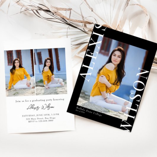 Modern Trendy Minimalist 3 foto Afstuderen Kaart