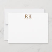 Modern Trendy Minimalist Gold Two Monogram Notitiekaartje (Voorkant)