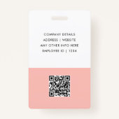 Modern Trendy Minimalist Photo | Blush Pink ID Badge (Achterkant)