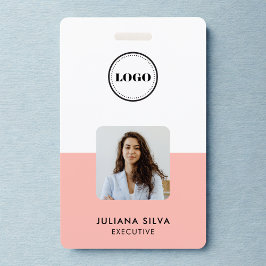 Modern Trendy Minimalist Photo | Blush Pink ID Badge