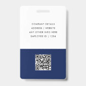 Modern Trendy Minimalist Photo | Navy Blue ID Badge (Achterkant)