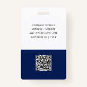 Modern Trendy Minimalist Photo | Navy Blue ID Badge (Achterkant)