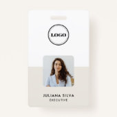Modern Trendy Minimalist Photo | Neo Mint Green ID Badge (Voorkant)