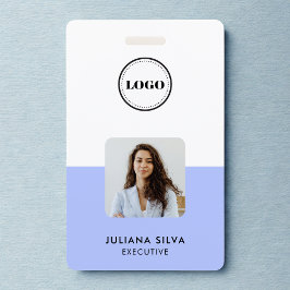 Modern Trendy Minimalist Photo | Purple ID Card Badge