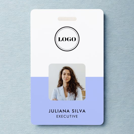 Modern Trendy Minimalist Photo | Purple ID Card Badge