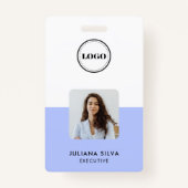 Modern Trendy Minimalist Photo | Purple ID Card Badge (Voorkant)