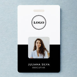 Modern Trendy Minimalist Photo | Simple Black ID Badge