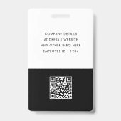 Modern Trendy Minimalist Photo | Simple Black ID Badge (Achterkant)