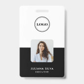 Modern Trendy Minimalist Photo | Simple Black ID Badge (Voorzijde)