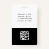 Modern Trendy Minimalist Photo | Simple Black ID Badge (Achterkant)