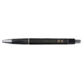 Modern Trendy Minimalist Zwart Goud Twee Monogram Pen (Voorkant)