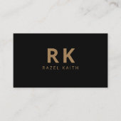 Modern Trendy Minimalist Zwart Goud Twee Monogram Visitekaartje (Voorkant)