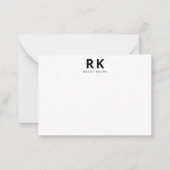 Modern Trendy Minimalist Zwart Twee Monogram Notitiekaartje (Voorkant)