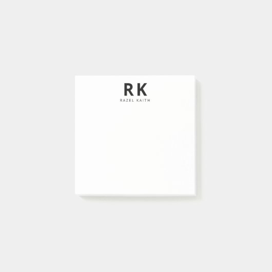 Modern Trendy Minimalist Zwart Twee Monogram Post-it® Notes (Voorkant)