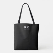 Modern Trendy Minimalist Zwart Twee Monogram Tote Bag (Achterkant)