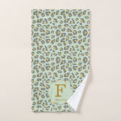 Modern Trendy Mint Gold Leopard Pattern Monogram Bad Handdoek (Handdoek)