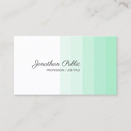 Modern Trendy Mint Green White Handgeschreven Scri Visitekaartje (Voorkant)