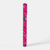 Modern trendy monogram hot pink glitter iPhone 15 case (Rechterkant)