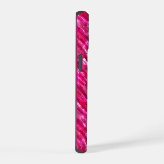Modern trendy monogram hot pink glitter iPhone 15 case (Rechterkant)