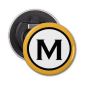 Modern Trendy Mustard Yellow Monogram Button Flesopener (Voorkant)