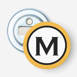 Modern Trendy Mustard Yellow Monogram Button Flesopener