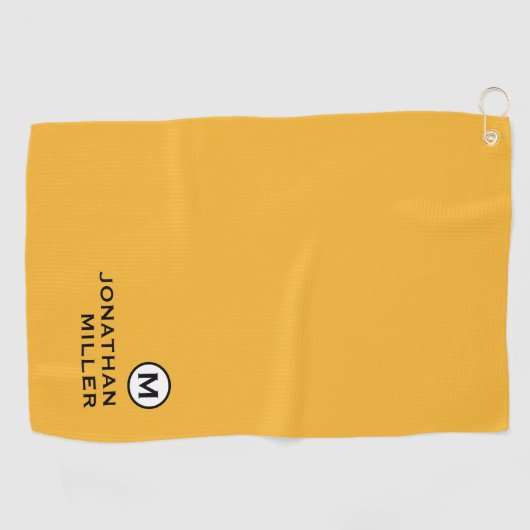 Modern Trendy Mustard Yellow Monogram Golfhanddoek (Horizontaal)