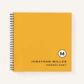 Modern Trendy Mustard Yellow Monogram Grafiek Pape Notitieboek (Voorkant)