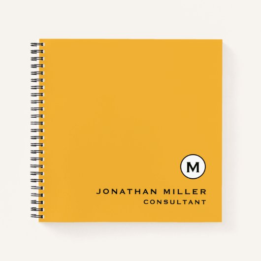 Modern Trendy Mustard Yellow Monogram Grafiek Pape Notitieboek (Voorkant)