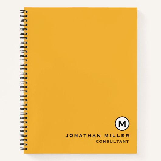 Modern Trendy Mustard Yellow Monogram Hardcover Notitieboek (Voorkant)
