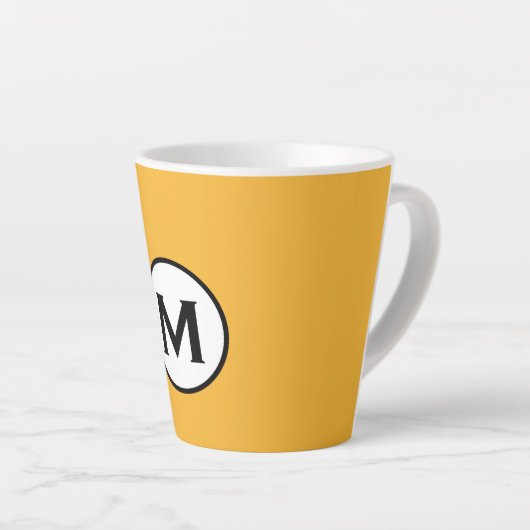 Modern Trendy Mustard Yellow Monogram Latte Mok (Rechterhoek)