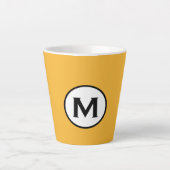 Modern Trendy Mustard Yellow Monogram Latte Mok (Voorkant)
