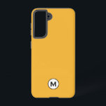 Modern Trendy Mustard Yellow Monogram Samsung Galaxy Hoesje<br><div class="desc">Moderne klassieke blokmonogram met een zwart-wit monogram medallion op een trendy heldere mosterdgele achtergrond.</div>